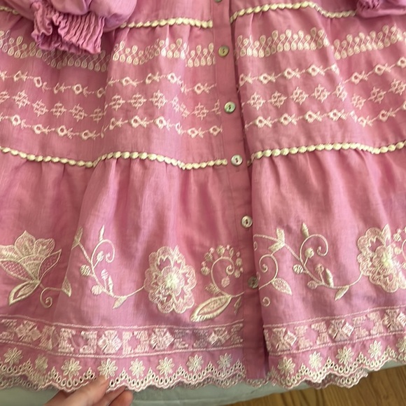 Hale Bob Pink Long Sleeve Linen Blend Dress embroidered Size XL - Picture 11 of 16